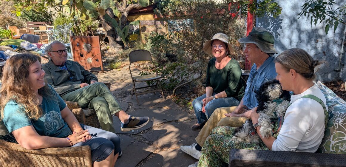 People sitting in a garden