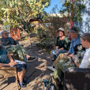 People sitting in a garden