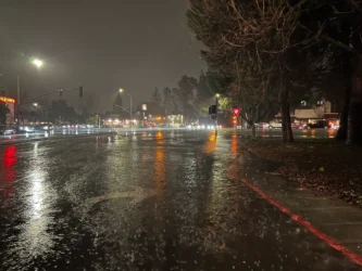 Rains in Mountain View A rainy street in Mountain View, California