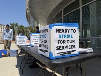 SJ strike vote A vote box on a table